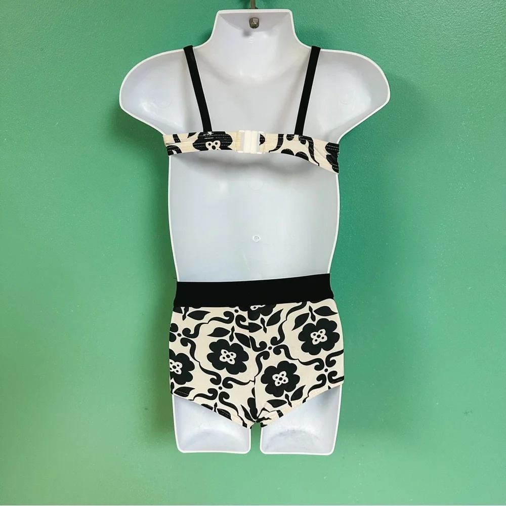 Old Navy Black & White Floral High Waisted 2-Piece Bathing Suit Toddler Size 2T